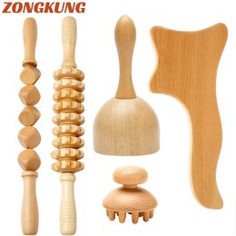 Outils de Massage de thérapie au bois, rouleau de massage en bois, tasse Gua Sha, Kit de Maderoterapia pour le drainage lymphatique, anti-cellulite, 240312