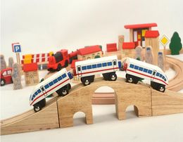 Train de train en bois jouet de voiture gar￧on avec piste et moto DIY Intelligence est-ce que l'intelligence haute quantit￩ simulatio kid cadeau 7648354