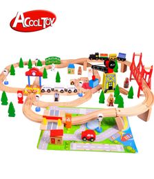 Ensemble de Train en bois divers accessoires piste poupée voiture grande taille bricolage jouet de développement peinture verte sécurité pour noël enfant anniversaire Gi6926308