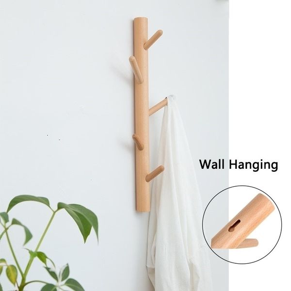 Gancho de pared de madera para colgar ropa perchero estante de almacenamiento decoración del hogar para colgar sombreros bolsas Y200429