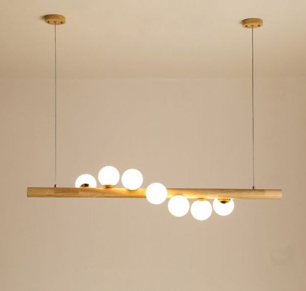 Bola de cristal blanca de madera, luces colgantes Led para comedor, lámpara colgante G4, lámpara colgante para cafetería, lámpara colgante para Bar, luminaria para el hogar, lámpara nórdica