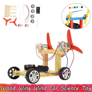 Wood Wind Wind Car Experiment Science Toys DIY Monteren educatief speelgoed voor kinderen verbeteren hersenvaardigheid geschenken272p