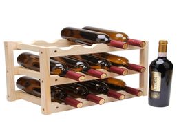 Bouteille en bois 12 bouteilles de porte-vin rouge Créatif étagère pliable à vin Vin Wood Bar affichage étagère pliante support de bouteille en bois 6761238