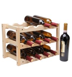 Bouteille en bois 12 bouteilles de porte-vin rouge Créatif étagère pliable à vin Vin Wood Bar affichage étagère pliante support de bouteille en bois1109783