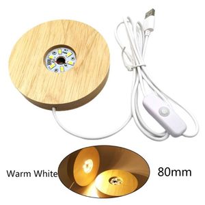 Houten 3d night light round base houder led display standaard voor kristallen glazen bal verlichting verlichting accessoires2655