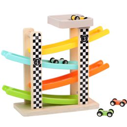 Nieuwe vier track games zweefvliegtuig voor kinderen puzzels montage -traagheid traagheid rendement auto creatief racen houten speelgoed