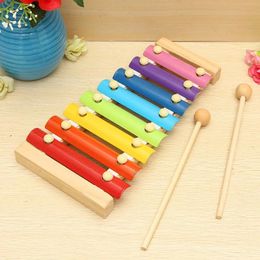 Xylophone multicolore en bois, 8 tons, instruments de musique, jouets pour bébés et enfants, accessoires DIN889 240117
