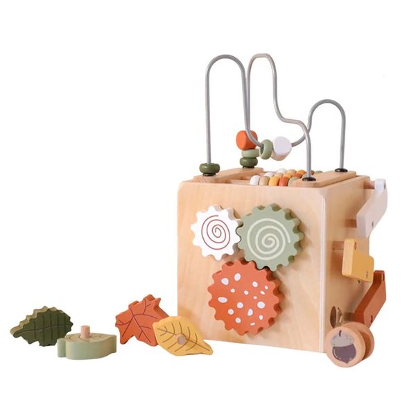 Cube d'activité en bois triant des jouets Montessori pour enfants enfants en bas âge bébé 231225