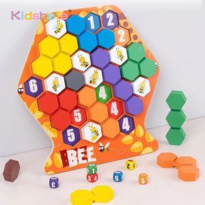 Puzzle hexagonal animal en bois