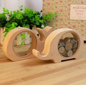 Houten Dier Geld Saving Box Geschenken voor Kinderen Olifant Piggy Banks Pig Whale Hippo Moneys Opbergdozen 40pcs SN2312