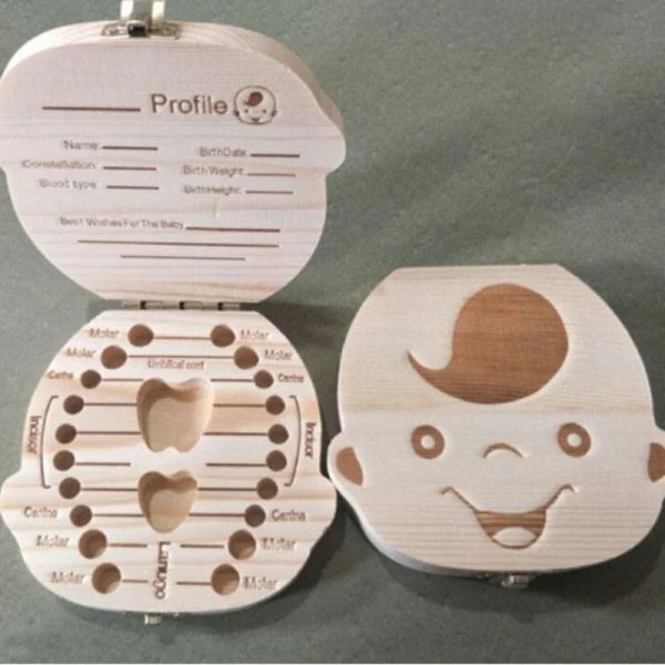 Boîte de rangement de dents pour enfants en bois en bois de dents de dents de dents fœtales OMBILICAL ORGANISATEUR Boîte de souvenirs nourrissants