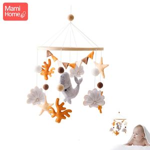 Houten baby mobiel wieg bed bel cartoon zeedierster maan hangen speelgoed montessori educatieve cognitieve puzzel speelgoed 240408