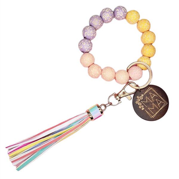 Bracelets de perles en bois Party Favor Tassel MAMA Lettre Porte-clés Bracelet fait à la main Pendentif Mode Bracelet Bracelets Porte-Bracelet Bijoux Fête des MèresRRE15234