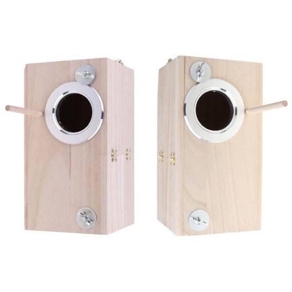 Caja de madera para cría de pájaros, caja de apareamiento para periquitos con ventana transparente para Q0KA265H