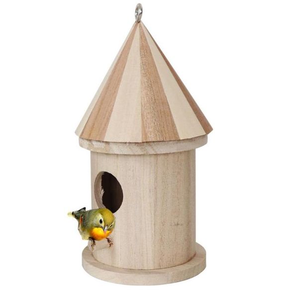 Casa de pájaros de madera House Hanging Nesting Caja de anidación Decoración del jardín para el hogar7229601