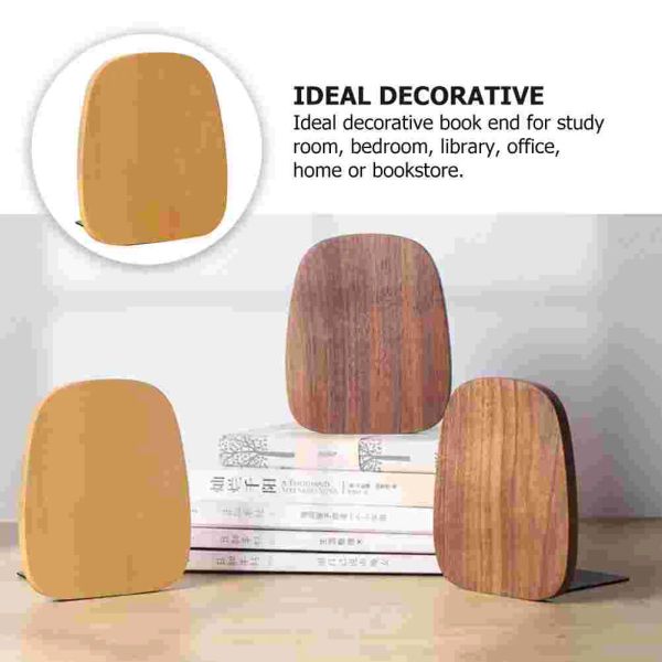 Livre-livres en bois Ovale Shape Book Ends Simple Style Book Support Book Book Stopper Desktop Magazines Stand Organizer pour la bibliothèque