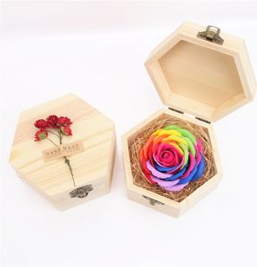 boîte en bois Savon Rose fleur Saint Valentin Cadeau pour Fridend Bouquet De Mariage Décorations Pour La Maison Tenant Des Fleurs Roses Artificielles