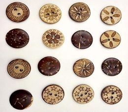 Boutons en bois de noix de coco 18mm, 2 trous pour boîte cadeau faite à la main, Scrapbook, décoration de fête artisanale, bricolage, accessoires de couture, 6997236