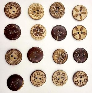 Botones de madera de coco de 18mm, 2 agujeros para caja de regalo hecha a mano, álbum de recortes, decoración de fiesta, accesorios de costura DIY, 9200120