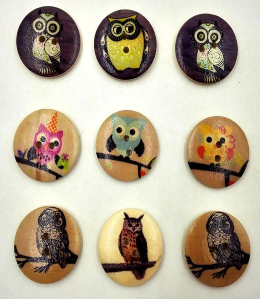 Boutons en bois 30 mm hibou vintage 2 trous pour boîte cadeau fait à la main le scrapbooking artisanat décoration bricolage de couture de couture 7340871