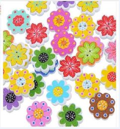 Botones de madera coloridos 20 mm flores 2 agujeros para caja de regalo hecha a mano Álbum de recortes Artesanía Decoración de fiesta DIY favor Accesorios de costura 6466339