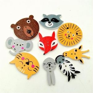 Boutons en bois mignon tête d'animal mélangé 2 trous pour boîte-cadeau à la main Scrapbook Craft Party Decoration DIY faveur Couture Accessories289l