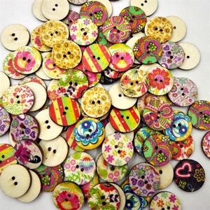 Boutons en bois peinture vintage 15 20 25mm 2 trous pour boîte-cadeau faite à la main Scrapbooking Artisanat Décoration de fête DIY Couture draw223s