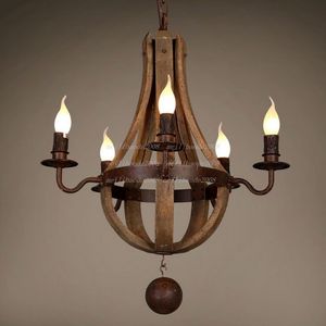 Bougie en Bois Lustre Vintage Fer Bois Lustre Pendentif Lustres Éclairage Salon Cuisine Chambre Rétro Luminaires MYY