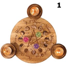 Candelador de madera Pentagrama Pentagrama Ritual Ritual Cera Tabla de energía Suministros de tarot para decoración del hogar