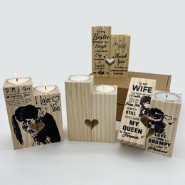 Bougeoirs en bois Bougeoirs en forme de coeur pour la décoration intérieure et les décorations de mariage
