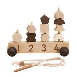 Conjunto de brinquedos cognitivos de carro de madeira geometria de coluna combinando inteligência ensinando AIDS