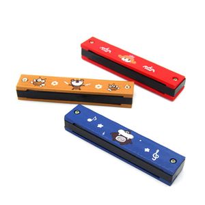 Trou de dessin animé en bois double rangée harmonica gros enfants puzzle en bois jouets musicaux DHL gratuit
