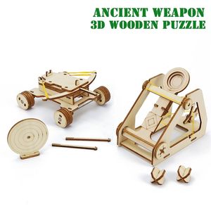 Houten katapult trebuchet en ballista speelgoedkit mechanisch model puzzel game building assemblage lasers snijden voor kind 220715