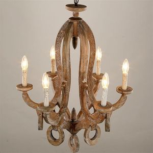 Houten Kroonluchter Verlichting Voor Woonkamer Bderoom Keuken Glans Vintage Kroonluchters Plafond Retro Home Decor Verlichtingsarmaturen LLFA354S