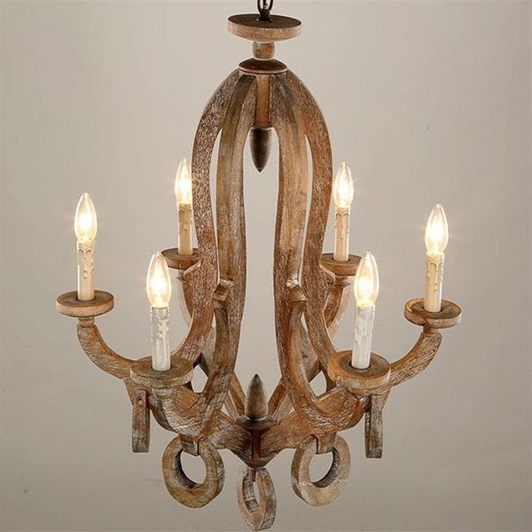 Lustre en bois éclairage pour salon Bderoom cuisine Lustre Vintage lustres plafond rétro décor à la maison luminaires LLFA246K