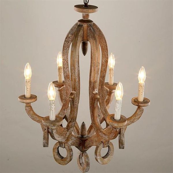 Lustre en bois éclairage pour salon Bderoom cuisine Lustre Vintage lustres plafond rétro décor à la maison luminaires LLFA254d