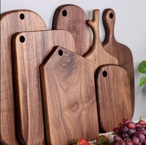 Houten hakblokken Beech Walnut Cutting Board Pizza Bread Fruit Sushi Tray Hangable niet-slip keukengereedschap