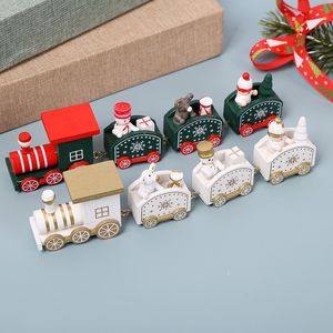 Train de Noël en bois bonhomme de neige ours Mini Train décor ensemble Train de noël ornement jouets décorations décor à la maison w-00456