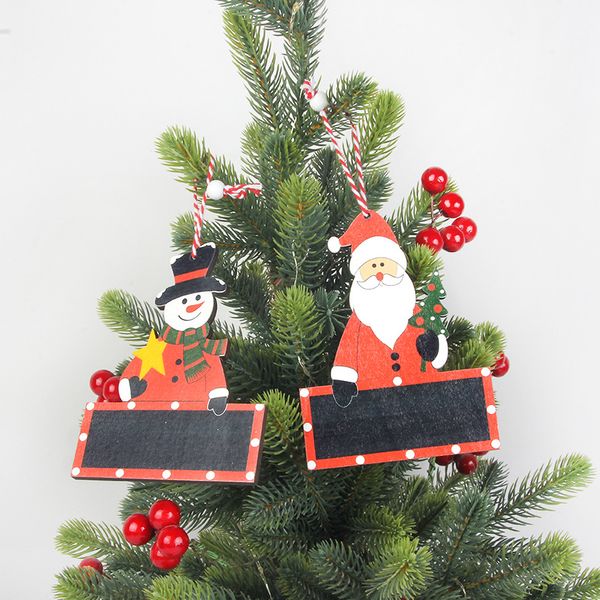 Adorno de madera para árbol de Navidad Santa Claus muñeco de nieve colgante de Navidad DIY nombre y deseos suministros para fiestas 18% de descuento XD24843