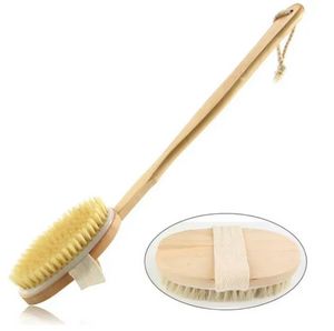 Wooden Cleansing Brushes Natural Bristle Body Brush Massager Bath Shower Brush Long Handle Back Spa Scrubber C100