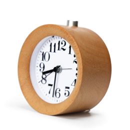 Horloge en bois faite à la main classique petit bois de bureau silencieux en bois rond avec lampe de bureau pour la maison dropshipp