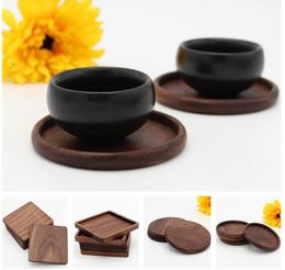 Houten Coasters Beech Black Walnut Cup Mat Bowl Pad Coffee Tea Cup Mats Diner Platen Keuken Home Bar Gereedschap SN106