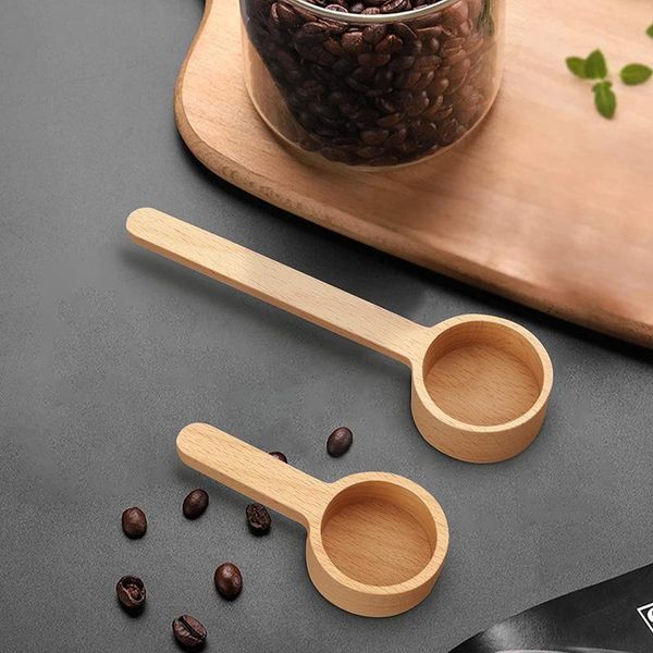 Cucharas medidoras de madera para café, cucharas de madera para granos de café, usadas para té en polvo de proteína de grano de café