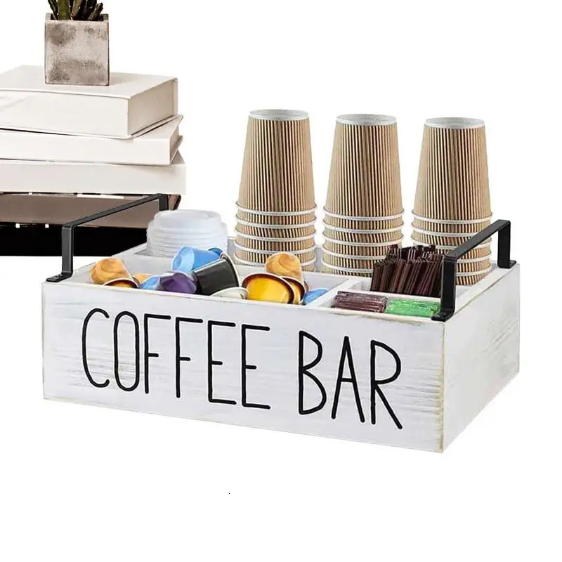 Kaffeestation aus Holz, Kaffeepadhalter, großes Fassungsvermögen, Kaffee-Bar-Organizer, Kaffee-Bar-Box, Dekor, kommerzielle Nutzung, Zubehör 240307