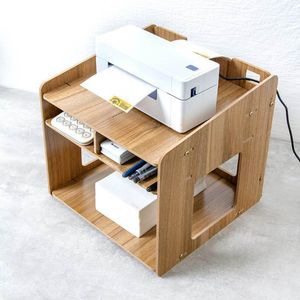 Organisateur de rangement en papier stylo de stockage d'étagère d'imprimante de comptoir en bois pour bureau