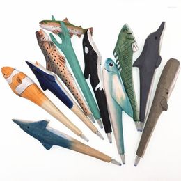 Stylo artisanal en bois sculpture sur bois Animal stylo à bille vie marine série cadeau 10 pièces/lot