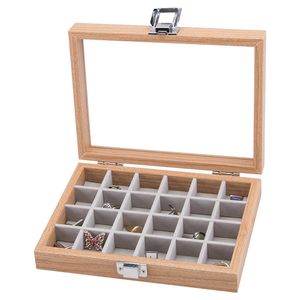 Boîte de présentation de bijoux en bois naturel, boîte-cadeau carrée avec couvercle, boîtes à souvenirs A348