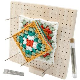 Mostín de bloqueo de tejido de tejido de crochet de madera que se puede colocar una alfombra de bloqueo de tejido a mano para tejer abuelas.