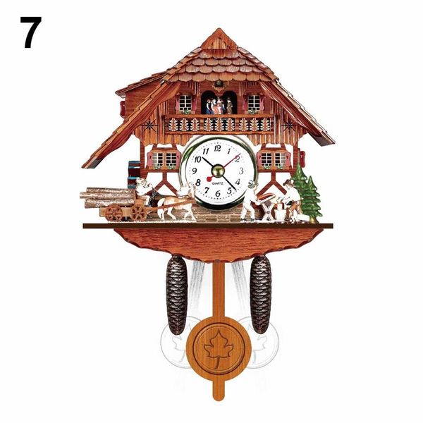 Horloge murale coucou en bois, alarme de temps de coucou, cloche de temps d'oiseau, montre d'alarme, décoration artistique pour la maison, Style Antique H0922195n
