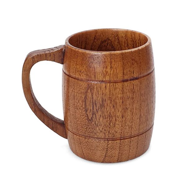 Tasse en bois ventre tasse à bière tasses tasse en bois classique à deux lignes bois sculpté verres écologiques accessoires de barre de cuisine